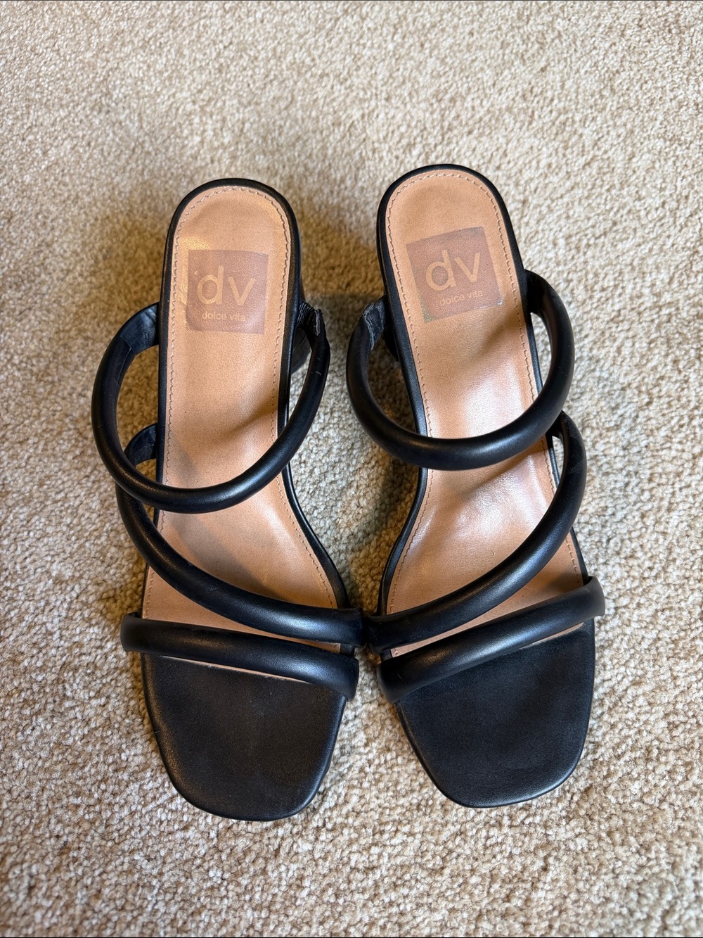 DV by Dolce Vita Black Triple-Strap Square Toe Block Heels - Picture 3 of 3